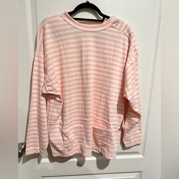Karen Scott Tops - Vintage Karen Scott Women's Pink and White Striped top